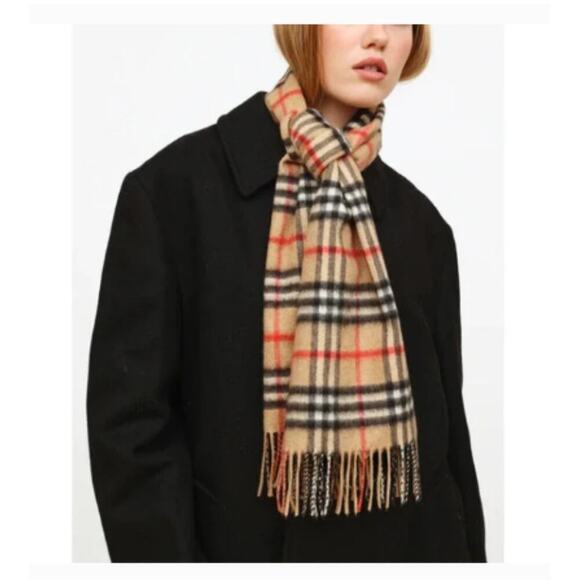 Burberry Scarf House Check Plaid Full Length Fringe Creamy‎ Stone 100% Lambswool - Picture 4 of 9
